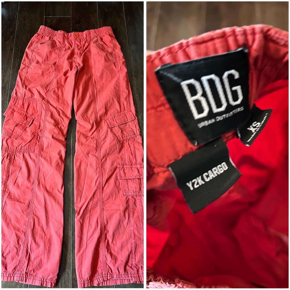 BDG URBAN OUTFIT Y2K CARGO PANTS RED